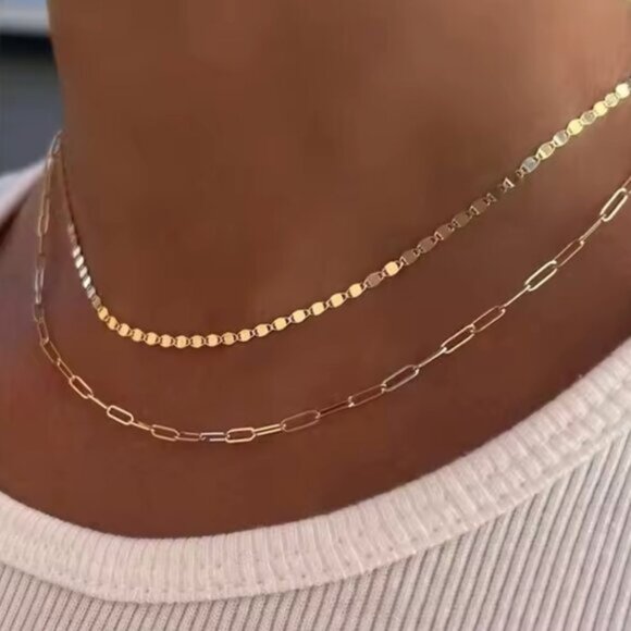 14K Gold Filled Paper Clip Layered Gold Filled Necklace - Picture 5 of 5